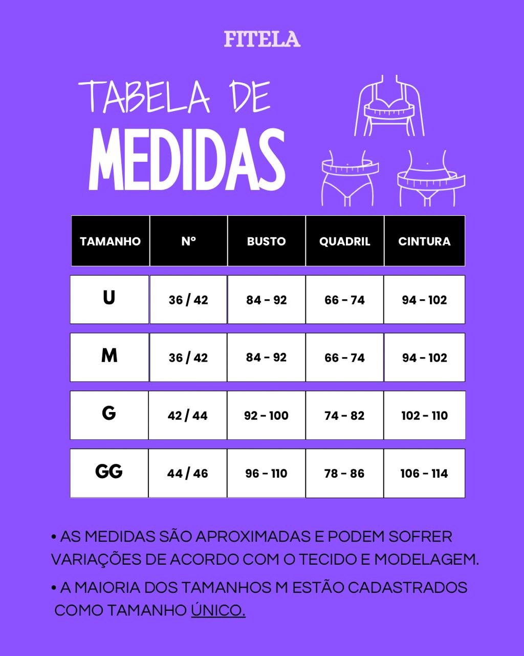 Tabela de Medidas FITELA